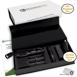 EcoGear FX High Lumen LED Flashlight for Camping Emergency w/ Zoom & Rechargeable Batteries