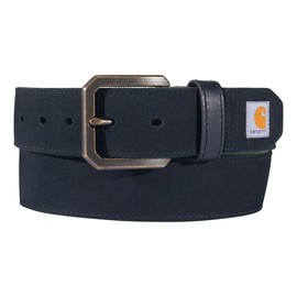 Carhartt Men's Casual Rugged Canvas Duck Belts, W/Antique Brass Buckle and Contrast Curdoroy Backing, Black, 36