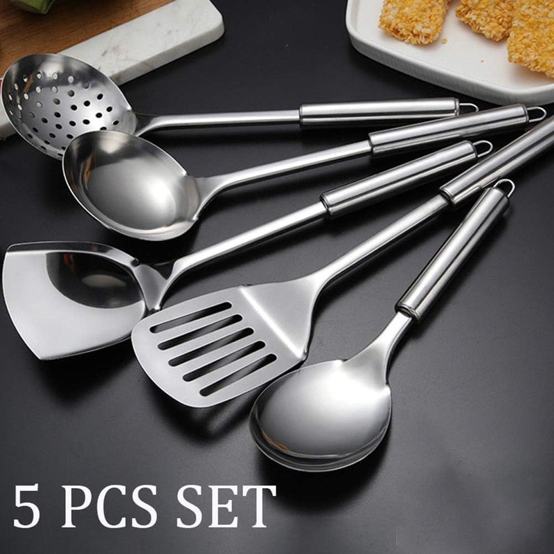 5PCS Kitchen Utensils Set Stainless Steel Cooking Utensils Set Heat