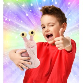 DolliBu Plush Snail Stuffed Animal - Soft Huggable Big Eyes Pink Snail, Adorable Playtime Land Snail Plush Toy, Cute Wild Life Cuddle Gifts for Kids and Adults - 5.5 Inches