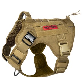 OneTigris Tactical Dog Harness Vest with Handle, Military Dog Harness for Large Medium Dogs,FIRE Watcher 2.0 No-Pull Service Dog Vest,Adjustable Dog Vest Harness for Walking Hiking Training(M,Brown)