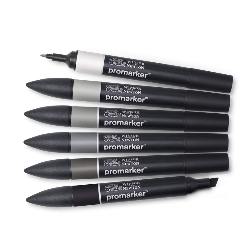 Winsor & Newton, Promarker, Neutral Colours, Set of 6, Alcohol