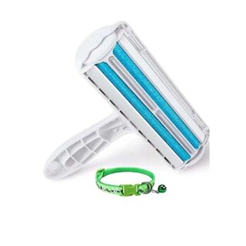Pet Hair Animal Remover Roller Brush with Cover From Furniture,+ Quick Release Adjustable Kitten Cat Collar,Self-cleaning Lint Hand Operat Cat and Dog Hair Remover for Carpet