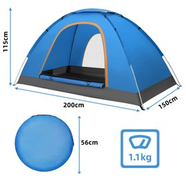 BEAUTY CHOICE Portable Waterproof Family Tent with Capacity for 4 People, Two Doors and Two Windows Design, Suitable for Outdoor Travel such as Hiking, Exploration, Beach, Picnic