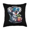 Gamer Koala Popcorn Gaming Chair Headphones Games Player Throw Pillow