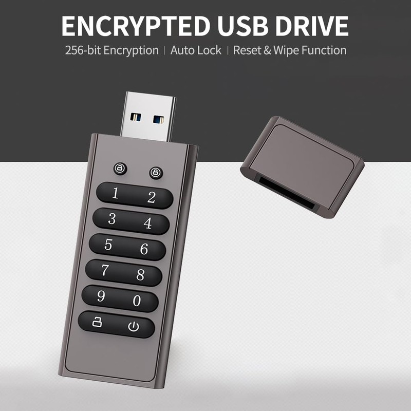 Encrypted USB Drive Secure Flash Drive 64GB AES256-bit USB 3.0