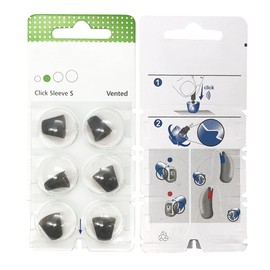 Click Sleeve Vented 2.0 Domes for Connexx,Siemens,Signia and Rexton RIC Hearing Aids with Cleaning Brush Tools (Small)