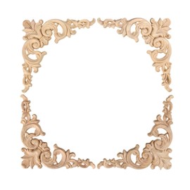 MUXSAM 4pcs Carved Corner Applique Onlay Furniture Home Door Decal Oak Applique Small Rubber Wood 12 * 12 * 17 * 0.8cm