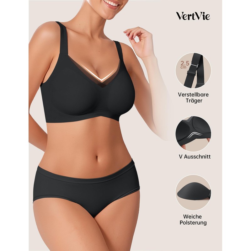 Vertvie Seamless Bra without Underwire Sports Bustier Cross Lace V