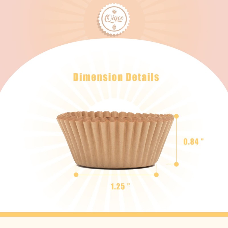 qiqee Mini 500 Count Cupcake Liners Natural Muffin Liners Food