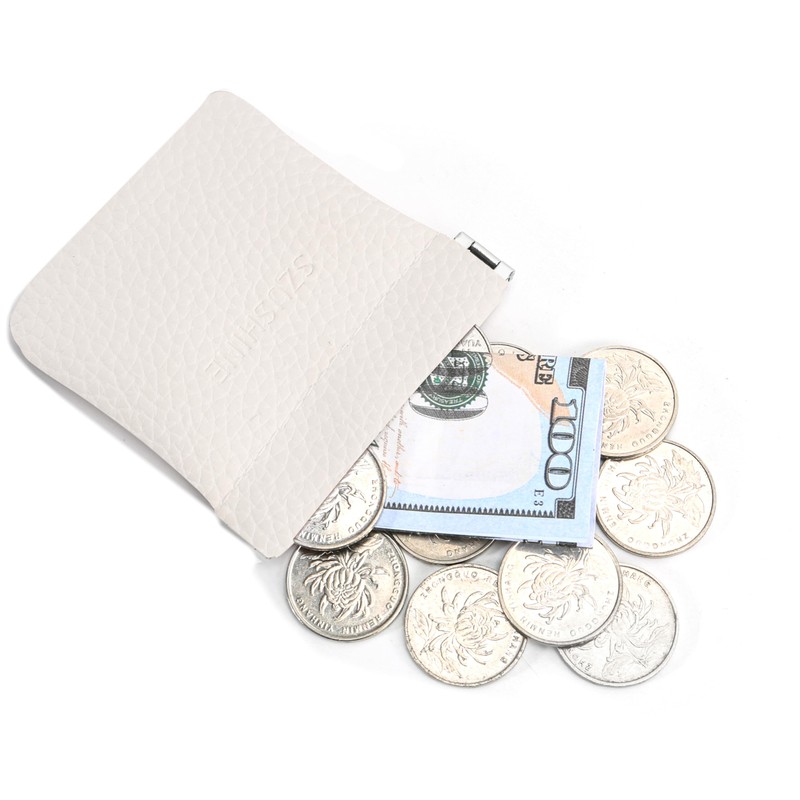 SZUSHINE Leather Squeeze Coin Purse Pouch Change Holder For Unisex