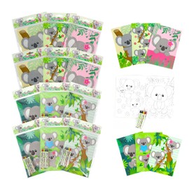 Tiny Mills Koalas Coloring Books for Kids with 12 Coloring Books and 48 Crayons, Koala Birthday Party Favors, Favor Bag Fillers, Classroom Rewards, Carnival Prizes Stocking Stuffers