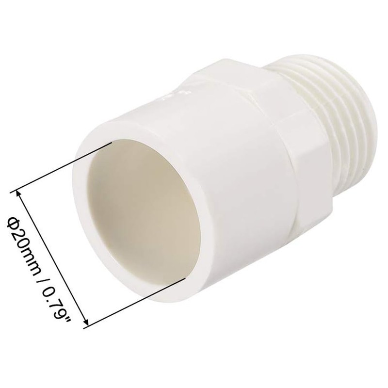 TOP-VIGOR 10Pcs PVC Pipe Fitting, 20mm Slip X G1/2 Male
