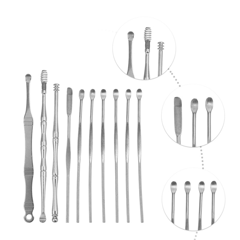 VOCOSTE 耳垢クリーニングツールキット 耳垢クリーナーツールセット ポータブル ステンレス鋼 10個 ローズゴールドトーン