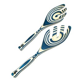 Island Bamboo Pakkawood 9-Inch Salad Leafs, Blue