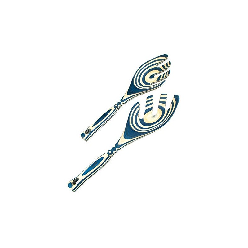 Island Bamboo Pakkawood 9-Inch Salad Leafs, Blue