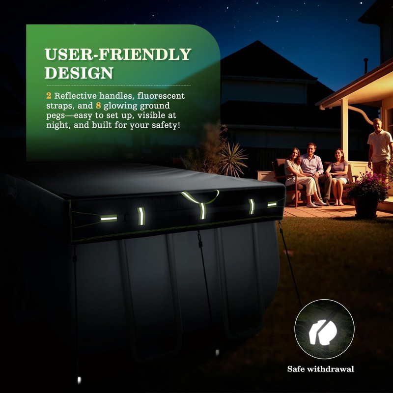 UIRWAY 10x16 FT Oval Pool Cover with Reflective Strips for