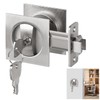 Square Pocket Door Lock, Satin Nickel Pocket Door Hardware, Sliding