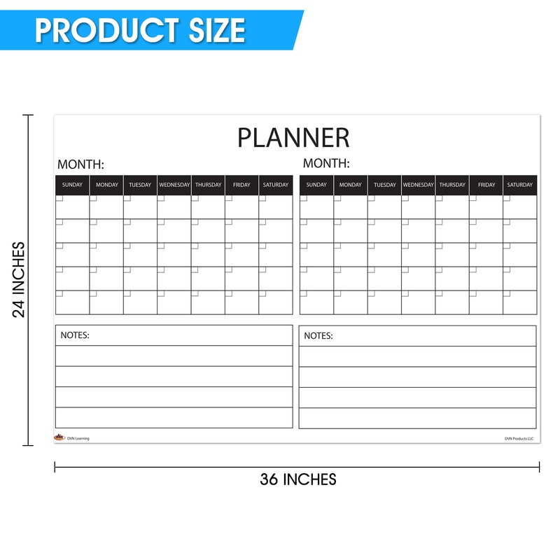 Wall Calendar Large Wet & Dry Erase Laminated Two Month