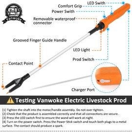 Cattle Prod Livestock Prod with Led Light Rechargeable Cattle Prod Stick Waterproof Electric Cattle Prod for Cows Pig Sheep Dog and More