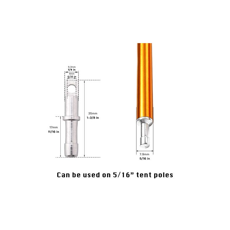 BRILLIANCE4U Aluminum Tent Poles Male End Tips Replacement Accessories Spare