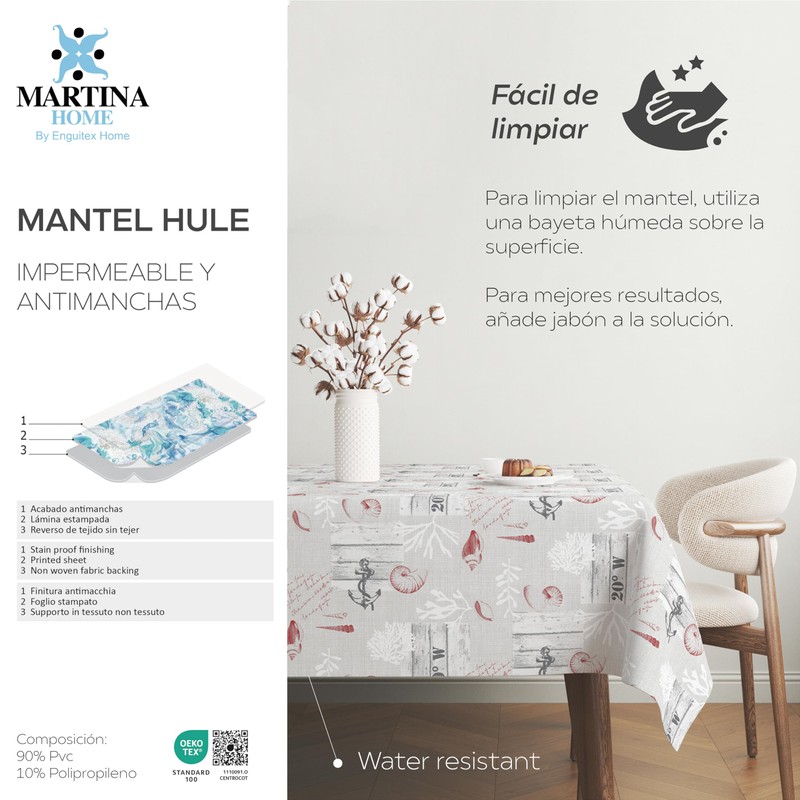 Martina Home Narcea Red Oilcloth Tablecloth 100 x 140 cm