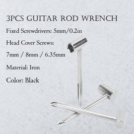 Guitar Neck Adjustment Wrench, Tube Shape Design Guitar Rod Wrench, 3 Pieces Guitar Truss Rod Wrench for Taylor Guitars Electric Guitar DIY Parts (7/8/6.35 mm) (Silver 6.35/7/8 mm)