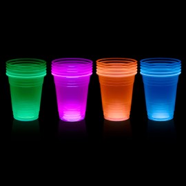 Party Essentials Soft Plastic 12-Ounce Party Cups/Tumblers, Assorted Neon, 80-Count With 100 Straws