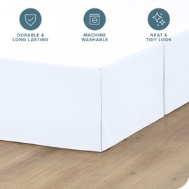 Bare Home Twin XL Bed Skirt - 15-Inch Tailored Drop Easy Fit - Bed Skirt for Twin Extra Long Beds - Center & Corner Pleats (Twin XL, White)