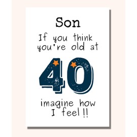 40th Birthday Card For Son From Mum, Dad Funny