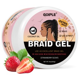 Large Capacity Family Pack Smoothing Braiding Gel for Twist, Locs, Braids, Edge Control, Cornrows - Strong Hold, No Flake, Anti-Frizz, Easy to Use Hair Gel Women (16 OZ Strawberry Flavor)