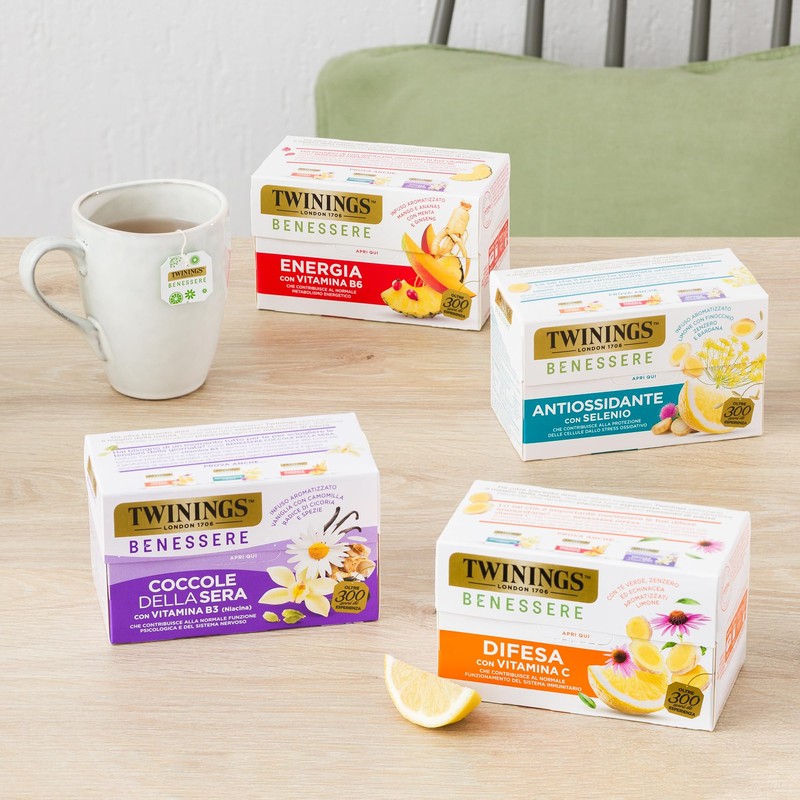 Twinings, Benessere Coccole della Sera, Infuso Aromatizzato alla Vaniglia con