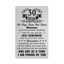 Richesele 1 Month AA Sobriety Gifts for Women Men - 30 Days Stronger and Sober Card - 30 Day Addiction Recovery Engraved Wallet Cards Token