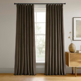 HPD Half Price Drapes Signature Velvet Thermal Blackout Curtains for Living Room 108 Inch Long (1 Panel) Rod Pocket Insulated Blackout Curtains for Bedroom Window Curtains, 50W x 108L, Java