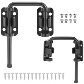 HBL' Sliding Glass Door Lock, Patio Sliding Door Child Lock & Loop Latch – Flexible for Uneven Doors, 2-3/8" Hardened Steel, Extra Home Security, Black, 2 Pack