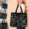 Eowppue Charming Canvas Tote Bag with Cute Cat Pattern, Versatile