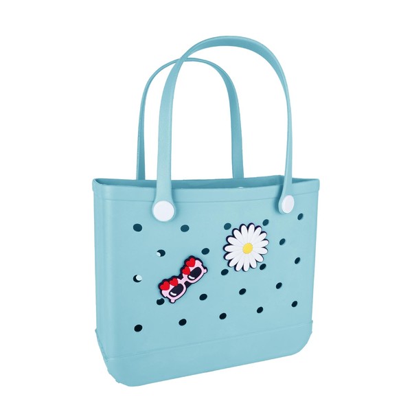 KNOWENAT Beach Bag Rubber Tote Bag - Large Handbag 15x5x13in