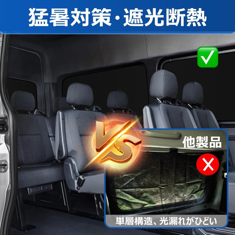 BLUESEATEC Blackout Curtains for Toyota HiAce 200 Series Standard Body,