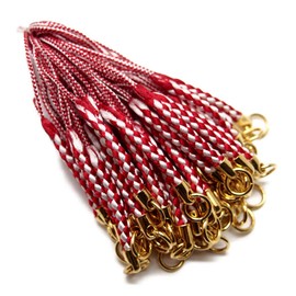 Rayon Can (Gold Plated) Root String Set of 50 for Straps, Netting Cord, Amulet (Red x White)