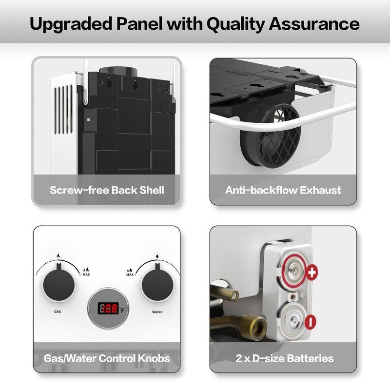 OEVANT Propane Water Heater, 1.58GPM 6L Portable Tankless Water Heater