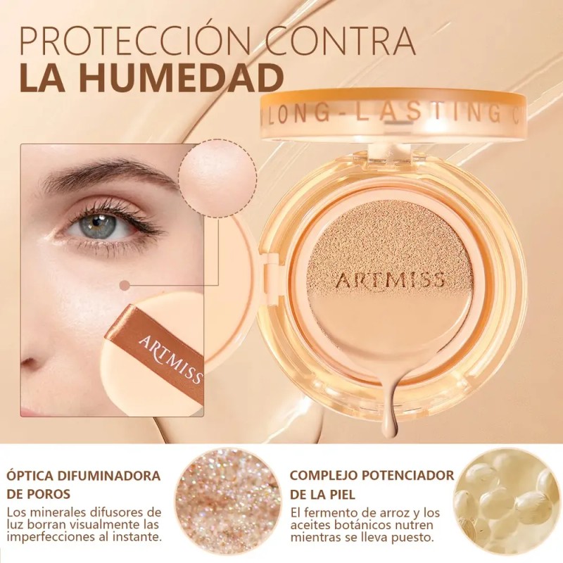 Base de Maquillaje Artmiss Hidratante Long-Lasting Cushion con Acabado Natural