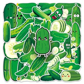 50Pcs Pickle Stickers for Water Bottle,Skateboard,Motorcycle,Luggage, Suitcase,Bike,Guitar,Laptop,Computer,Cute Cucumber Waterproof Sticker,Cute Vegetable Vinyl Sticker,Gift for Teen Adults Girls