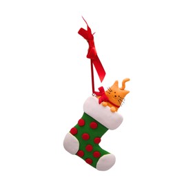 Festive Clay Dough Cats in Stockings Christmas Ornaments, Set of 3 Assorted, Festive Holiday Ornaments, Unique Gift
