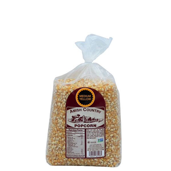 Amish Country Popcorn | 6 lb Bag | Medium Yellow Popcorn Kernels | Old Fashioned, Non-GMO and Gluten Free (Medium Yellow - 6 lb Bag)