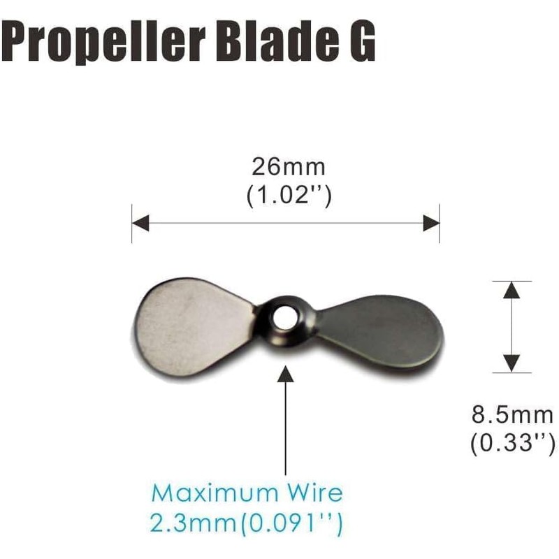 20pcs Charcoal Black Stainless Steel Propeller Blades for Topwater Fishing