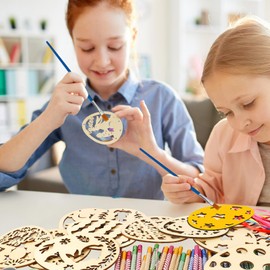 HAKOTOM Pack of 12 Easter Eggs Wind Chimes Craft Set Children Easter Eggs Wind Chimes Crafts Wooden Easter Egg Craft Sets Easter Crafts for Easter Decoration