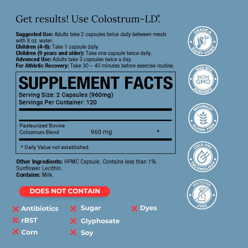 Colostrum-LD Colostrum Capsules - 120 Count - Liposomal Delivery
