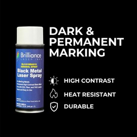 BRILLIANCE LASER INKS Brilliance Laser Inks 12 Oz Laser Marking Spray - Black, Permanent High Contrast Metal Marker Aerosol for Fiber, YAG, Diode, and CO2 Laser Engraver Machine, BLI101