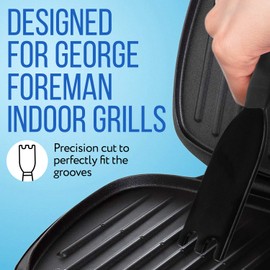 IMPRESA 2-Pack Scraper Spatulas - Compatible with George Foreman Indoor Models - Heat Resistant Up to 400°F Electric Grill Utensils - Ergonomic Cleaning Tool - Black Nylon