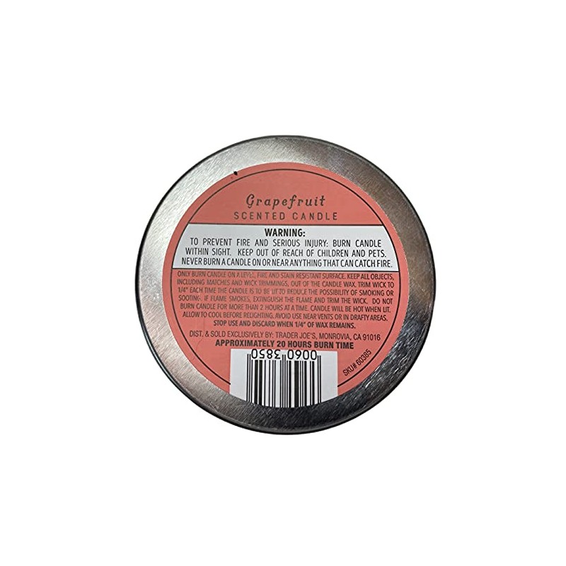 Trader Joe's Grapefruit Scented Candle (Pack of 2)